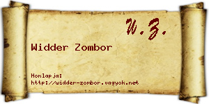 Widder Zombor névjegykártya